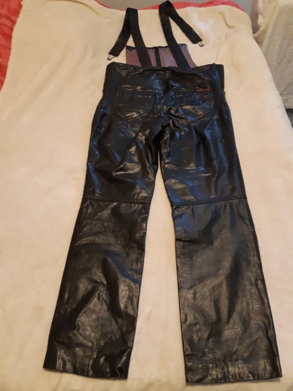 Vintage Cordovan Montreal Real Leather Moto Overalls Bib Pants Black - Picture 11 of 14